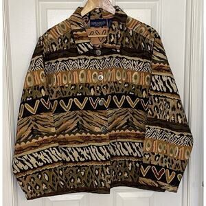 Jane Ashley Women’s Tapestry Jacket Southwestern Aztec Western 4 Button Size 2X